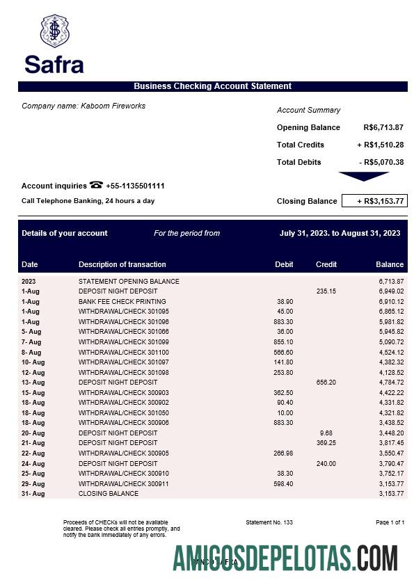 Berkualitas Banco Safra bisnis laporan Word and PDF templat