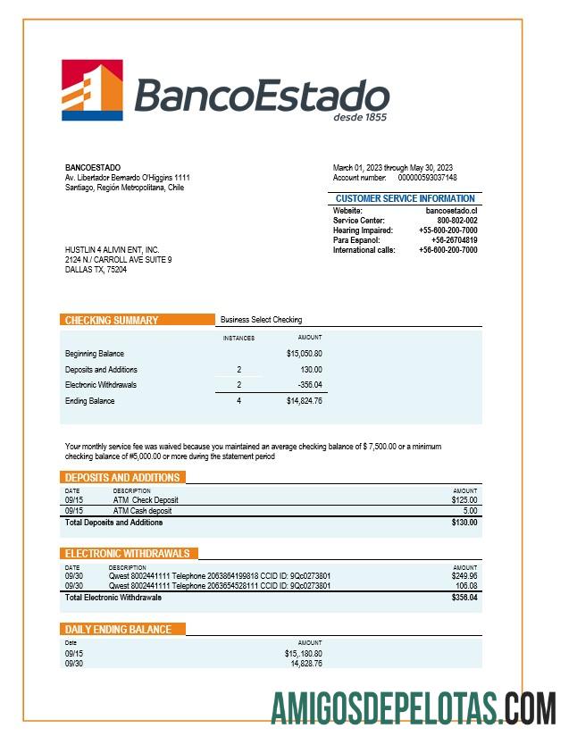 Dapat Diedit Banco del Estado de Chille organization laporan Word and PDF templat