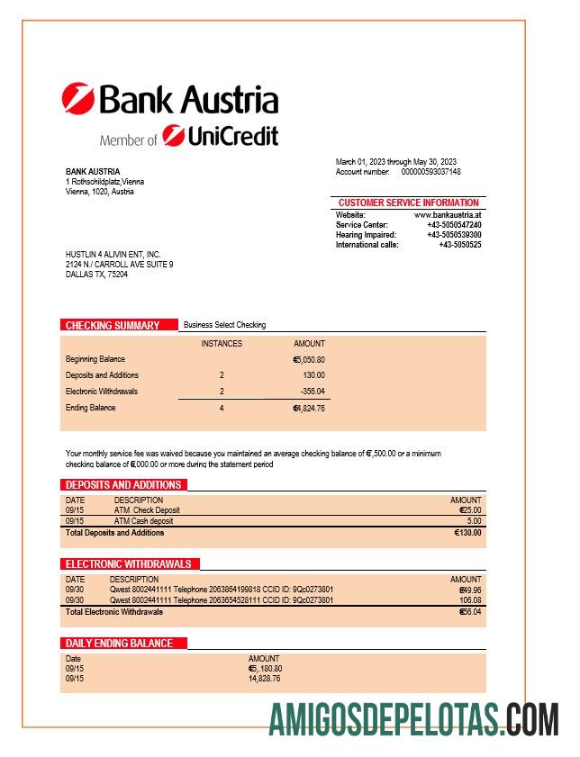 Profesional bank Austria organization laporan Word and PDF templat