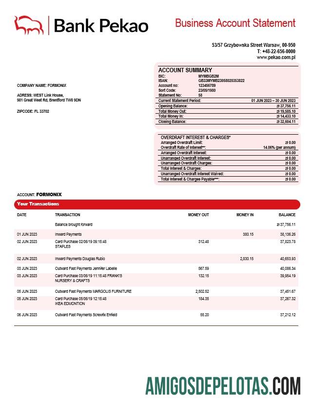 Profesional bank Pekao S. A Perusahaan laporan Word and PDF templat