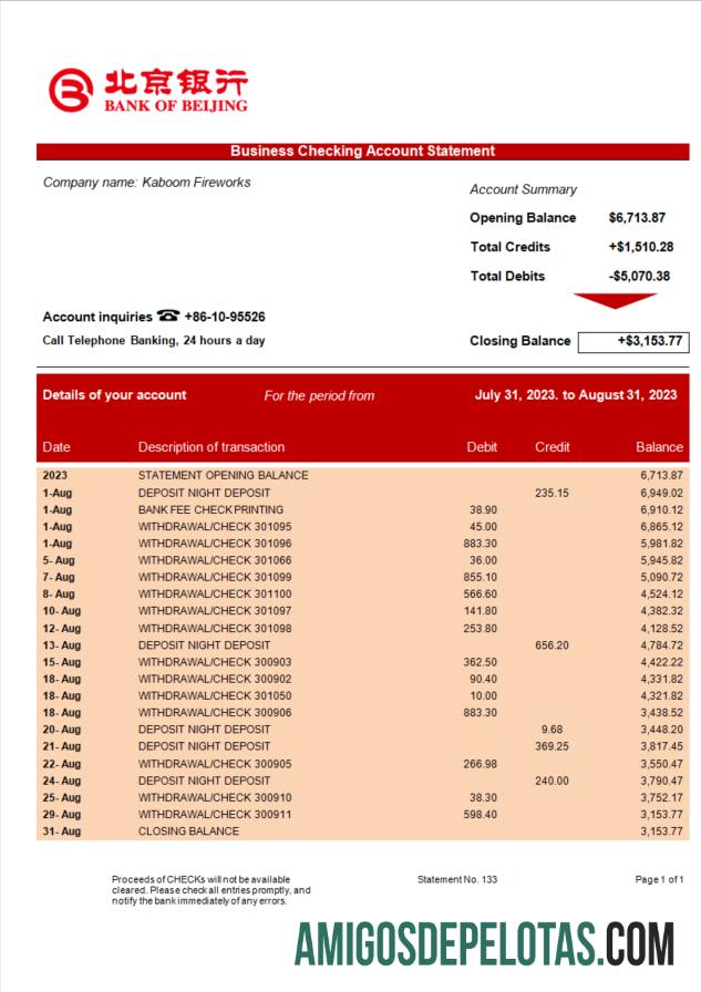 Premium bank of Beijing firm laporan Word and PDF templat
