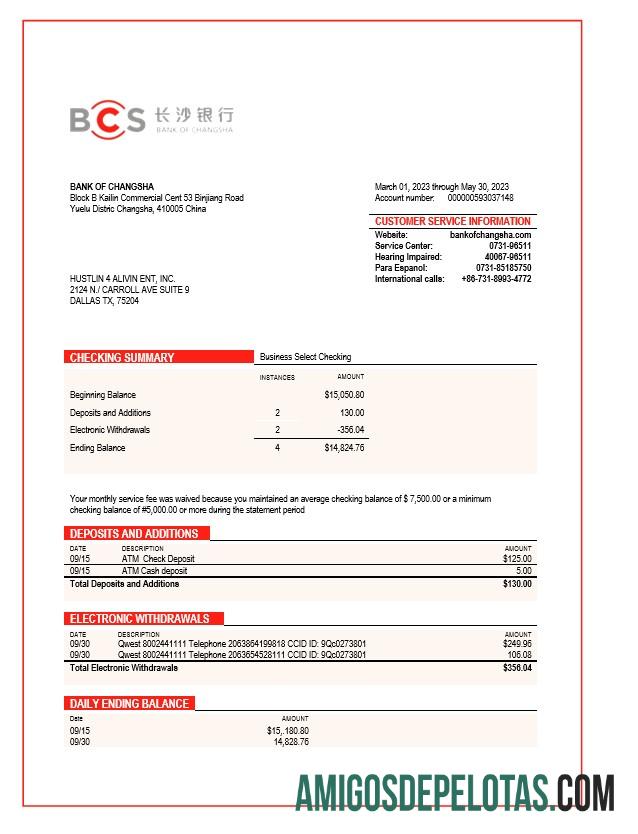 Premium bank of Changsha enterprise laporan Word and PDF templat