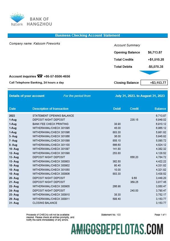 Berkualitas bank of Hangzhou Perusahaan laporan Word and PDF templat