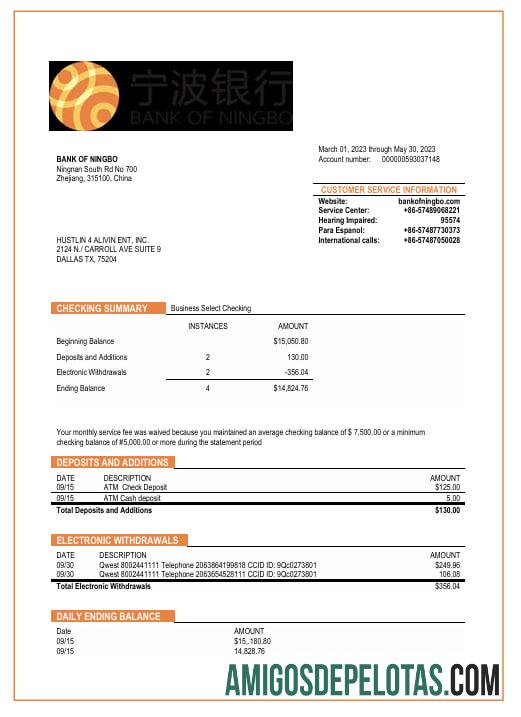 Premium bank of Ningbo bisnis bank laporan Word and PDF templat