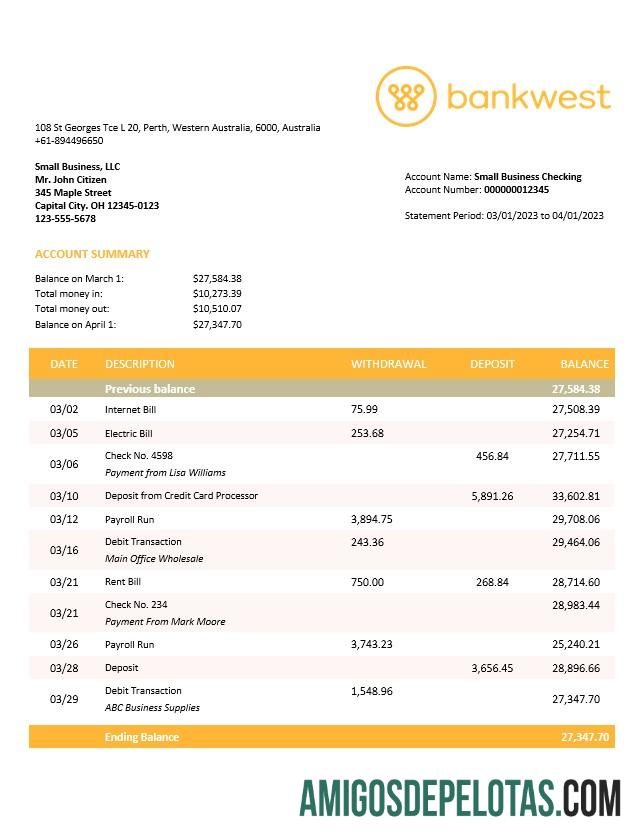 Profesional Bankwest bisnis bank laporan Word and PDF templat