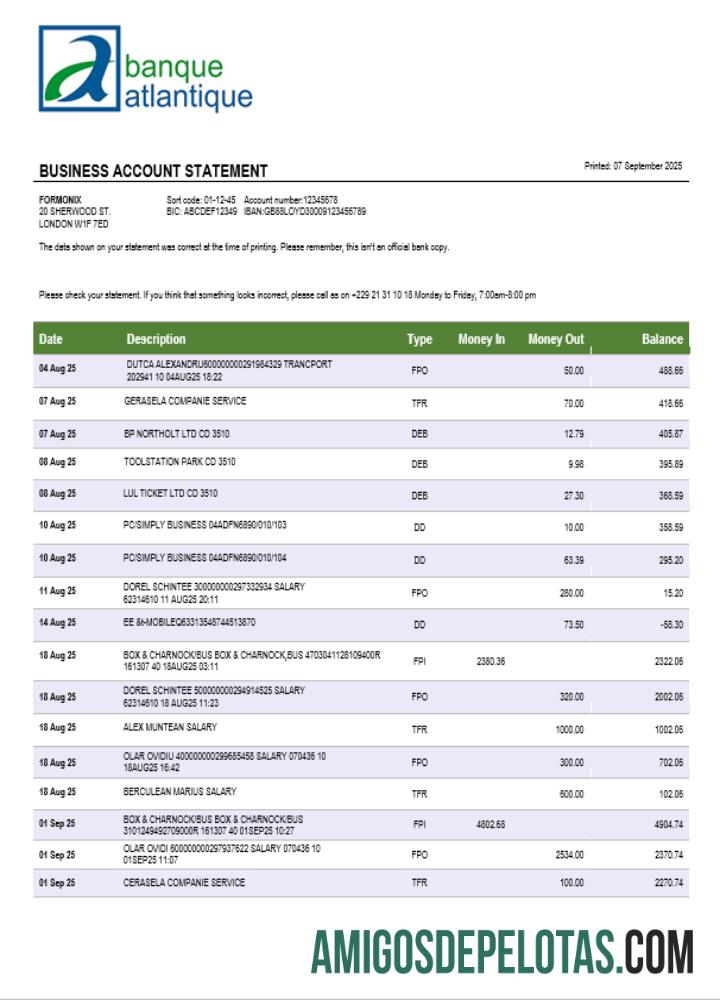 Banque Atlantique bisnis firm laporan Word and PDF format makering