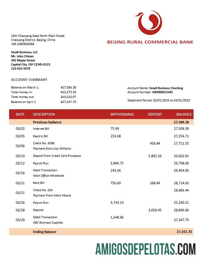 Realistis Beijing Rural komersial bank Perusahaan laporan Word and PDF templat