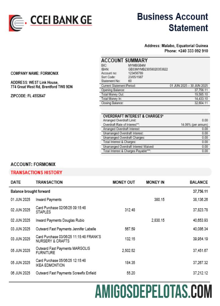CCEI bank bisnis Perusahaan rekening laporan Word and PDF format makering