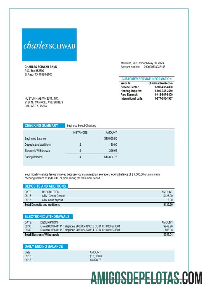Premium Charles Schwab bisnis bank laporan Word and PDF templat