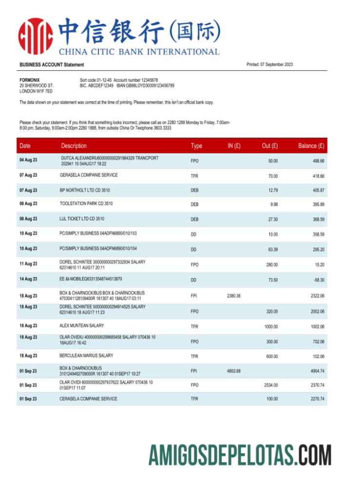 Berkualitas Tiongkok Citic bank corporate rekening laporan Word and PDF templat