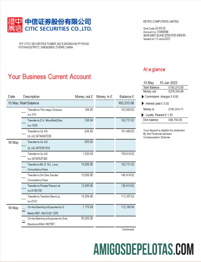 Berkualitas Citic Securities bank firm rekening laporan Word and PDF templat