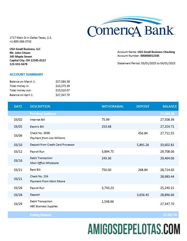Dapat Diedit Comerica bank bisnis laporan Word and PDF templat