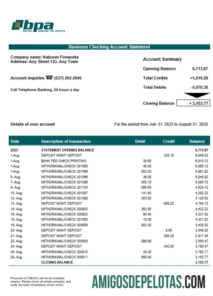 Kuba Banco Popular de Ahorro (BPA) Perusahaan laporan Word and PDF format desain