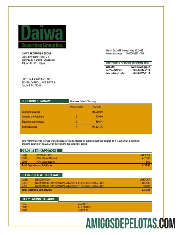 Profesional Daiwa Securities Group bisnis bank laporan Word and PDF templat