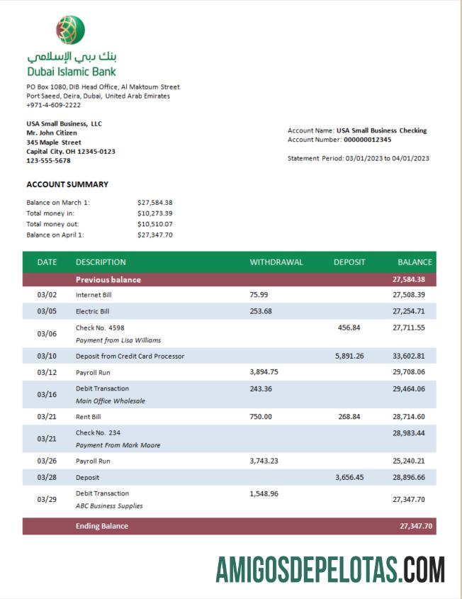 Premium Dubai Islamic bank enterprise laporan Word and PDF templat