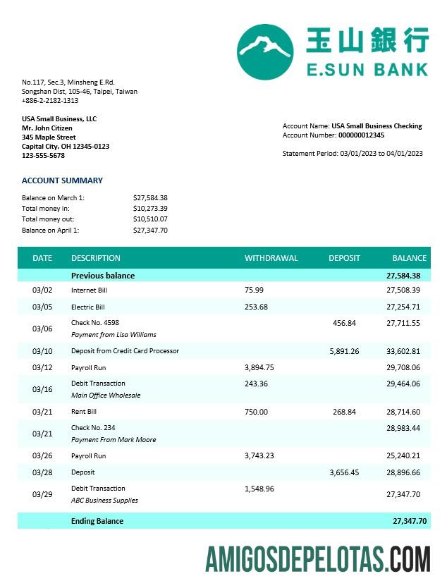 Realistis E.SUN komersial bank bisnis laporan Word and PDF templat