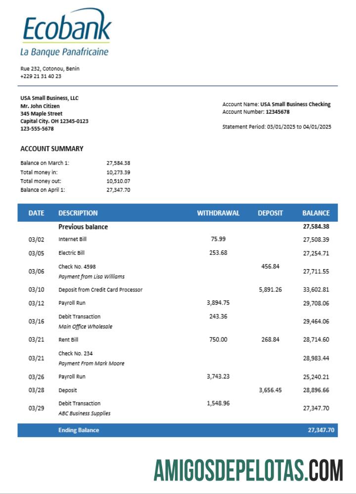 Ecobank enterprise laporan Word and PDF format sampel