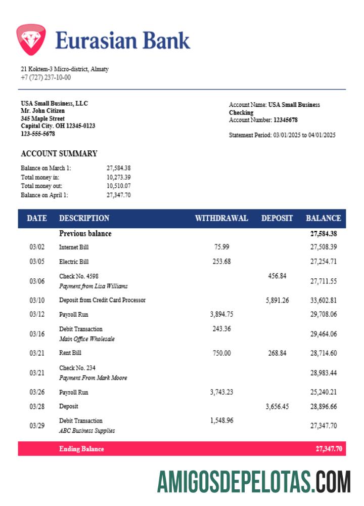 Eurasian bank bisnis bank laporan Word and PDF format templat