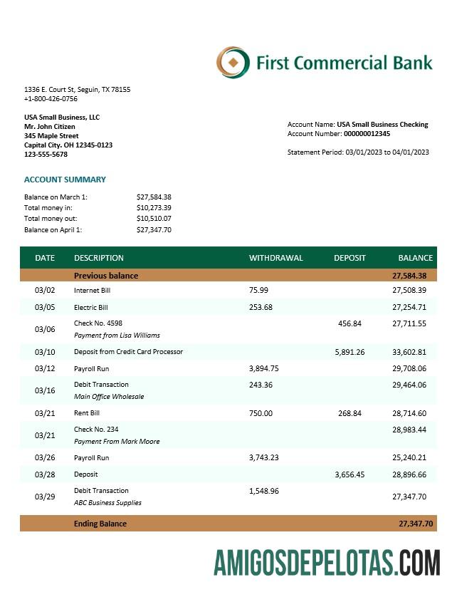 Realistis First komersial bank Perusahaan laporan Word and PDF templat