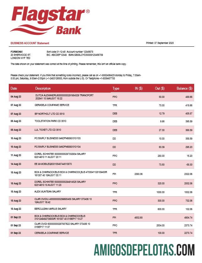 Realistis Flagstar bank organization rekening laporan Word and PDF templat