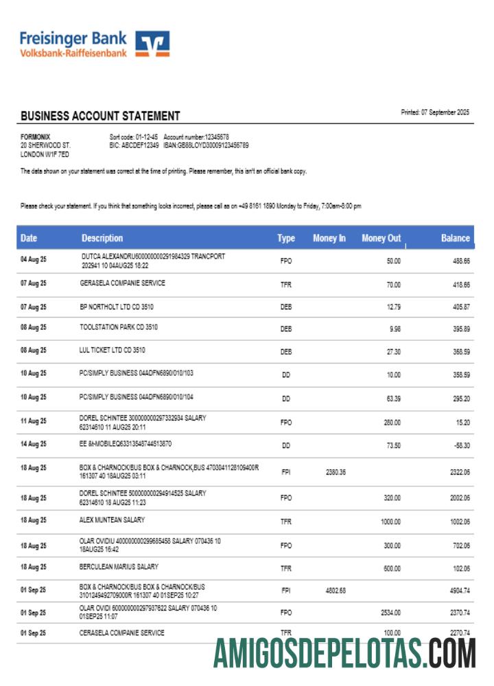 Freisinger bank rekening bisnis laporan Word and PDF format pratinjau