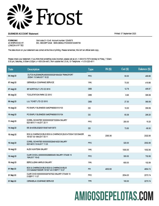Dapat Diedit Frost Bankers enterprise rekening laporan Word and PDF templat