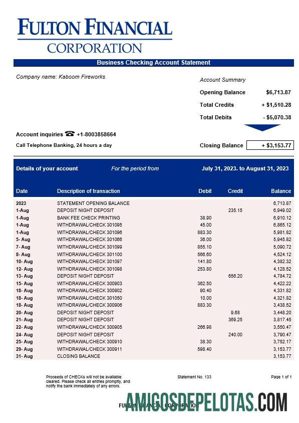 Berkualitas Fulton Financial Corporation enterprise rekening laporan Word and PDF templat