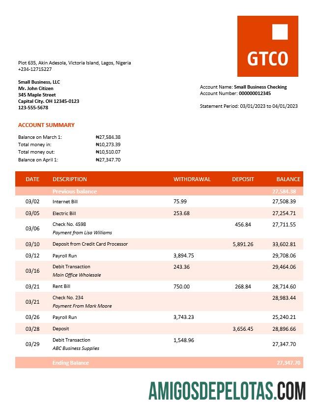 Berkualitas GT bank organization checking rekening laporan Word and PDF templat