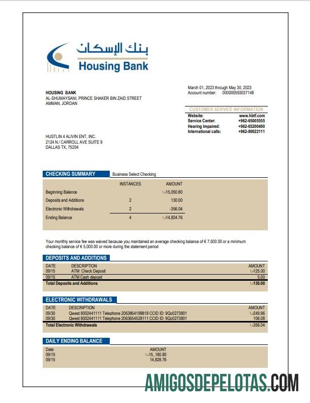 Profesional HBTF bank firm rekening laporan Word and PDF templat