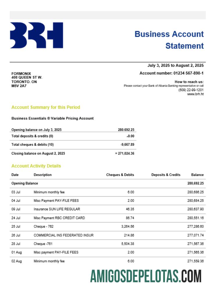 Berkualitas Haiti BRH firm rekening laporan Word and PDF templat