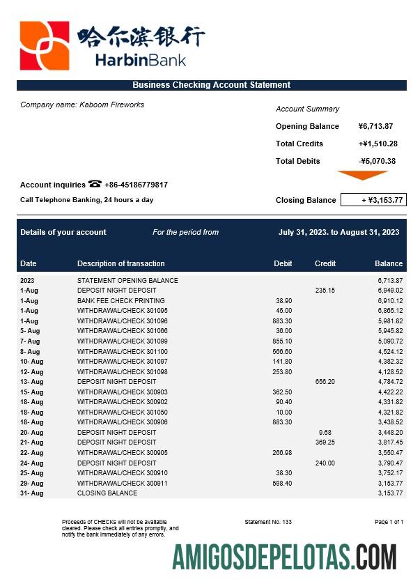 Realistis Harbin bank enterprise laporan Word and PDF templat