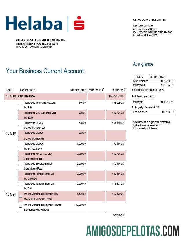 Realistis Helaba bank firm rekening laporan Word and PDF templat