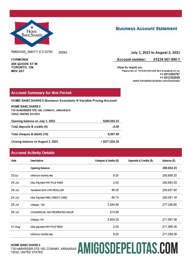 Profesional Home Bancshares bank firm rekening laporan Word and PDF templat