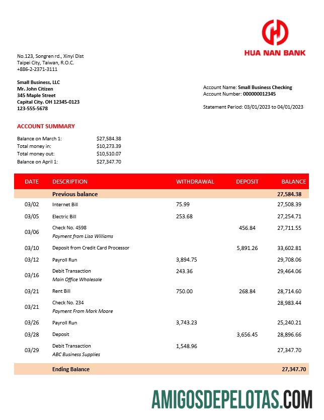 Premium Hua Nan Financial Holdings firm bank laporan Word and PDF templat