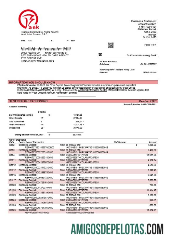 Realistis Huishang bank firm rekening laporan Word and PDF templat