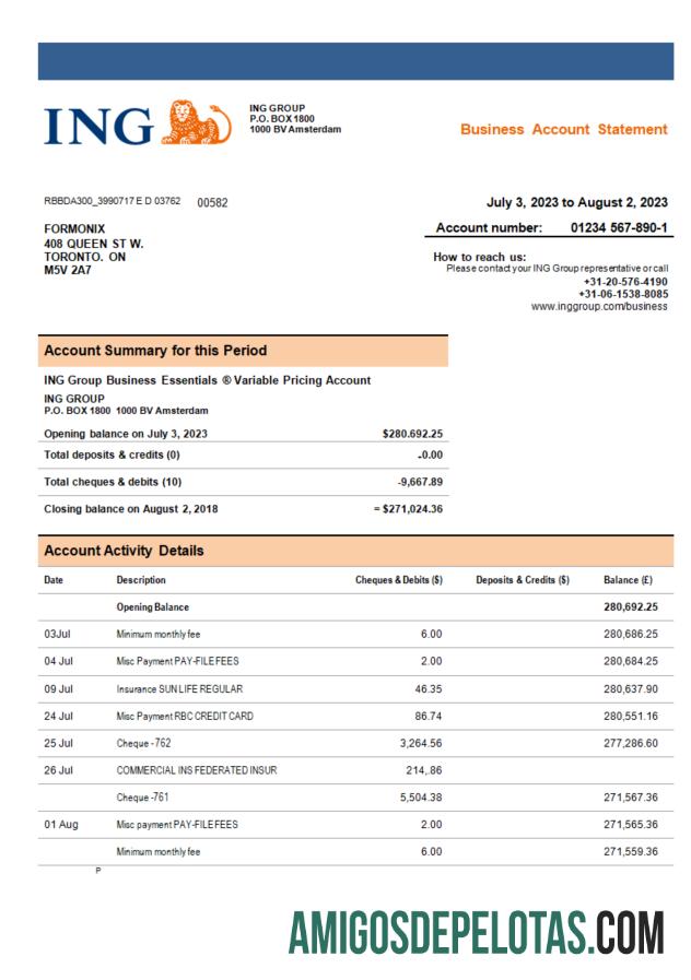 Dapat Diedit ING Group bank Perusahaan rekening laporan Word and PDF templat