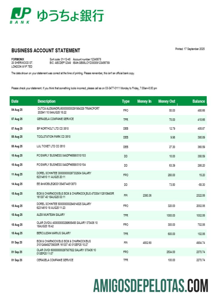 Jepang Post bank organization checking rekening laporan Word and PDF format makering