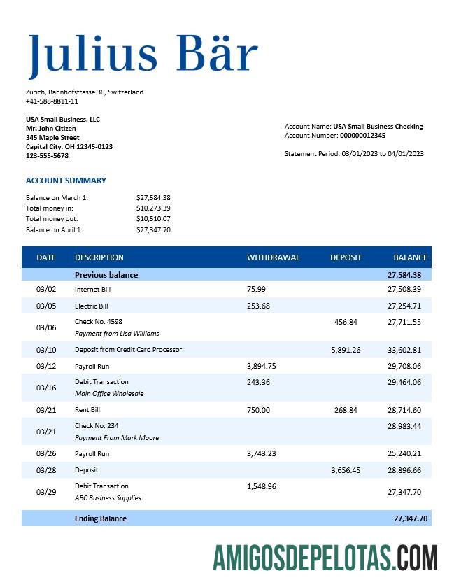 Dapat Diedit Julius Baer bank Perusahaan laporan Word and PDF templat