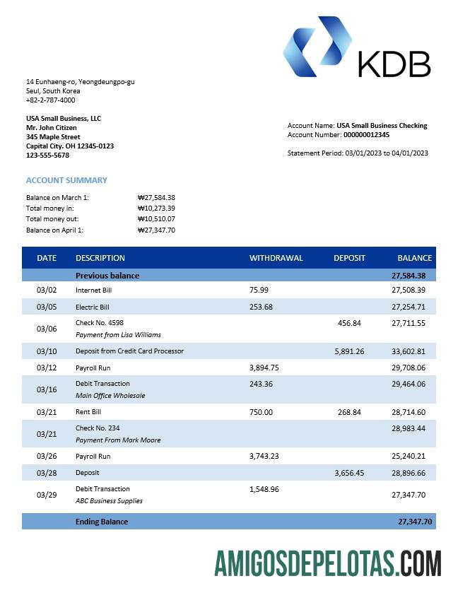 Dapat Diedit KDB Group bank firm rekening laporan Word and PDF templat