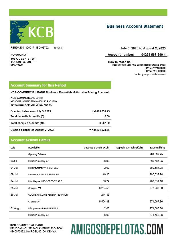 Profesional Kenya komersial Bnak firm rekening laporan Word and PDF templat
