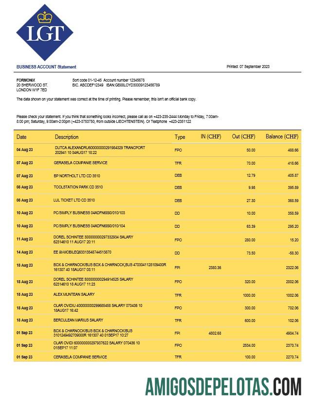 Realistis LGT bank organization checking rekening laporan Word and PDF templat