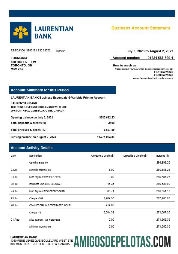Berkualitas Laurentian bank enterprise rekening laporan Word and PDF templat