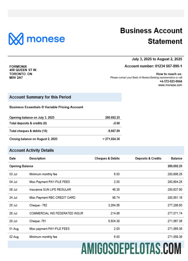 Monese bank bisnis bank laporan Word and PDF format templat
