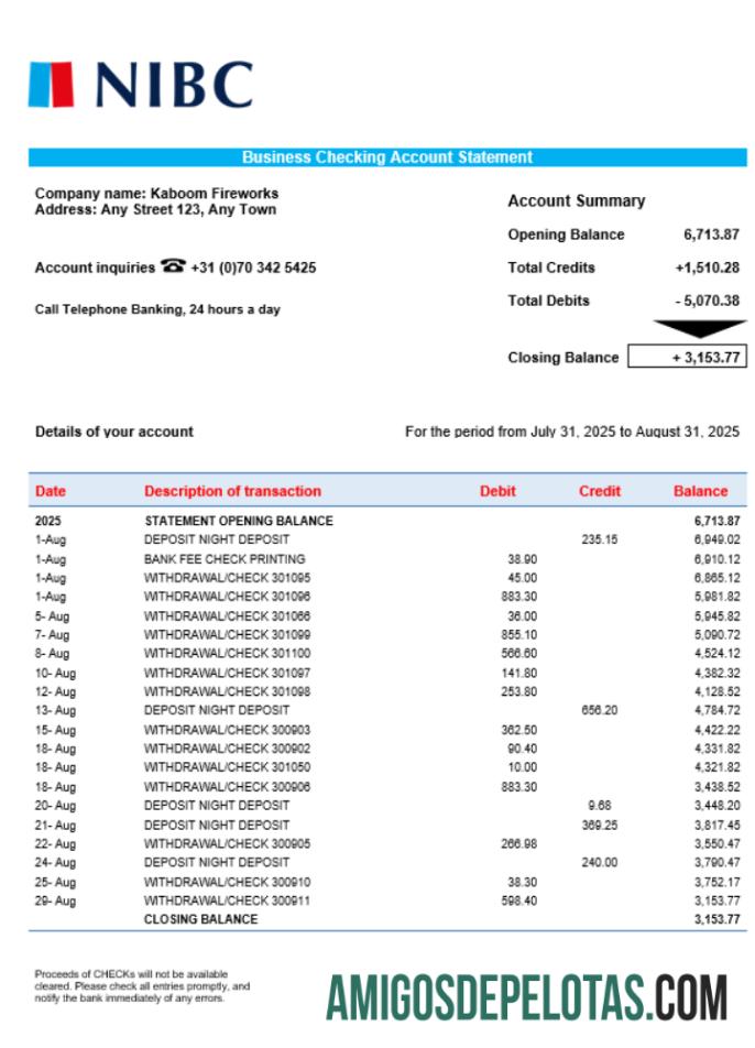 NIBC bank bisnis organization checking laporan Word and PDF format sampel