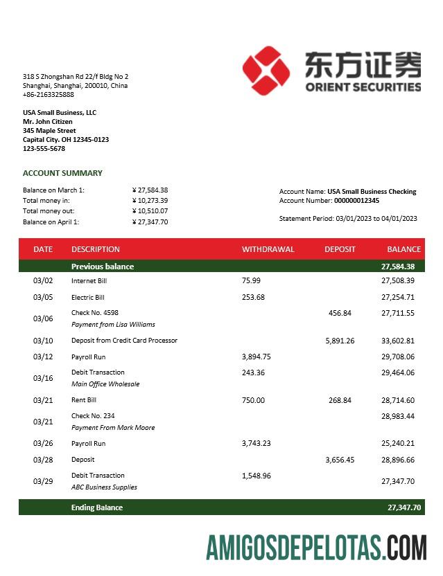 Dapat Diedit Orient Securities bisnis bank laporan Word and PDF templat