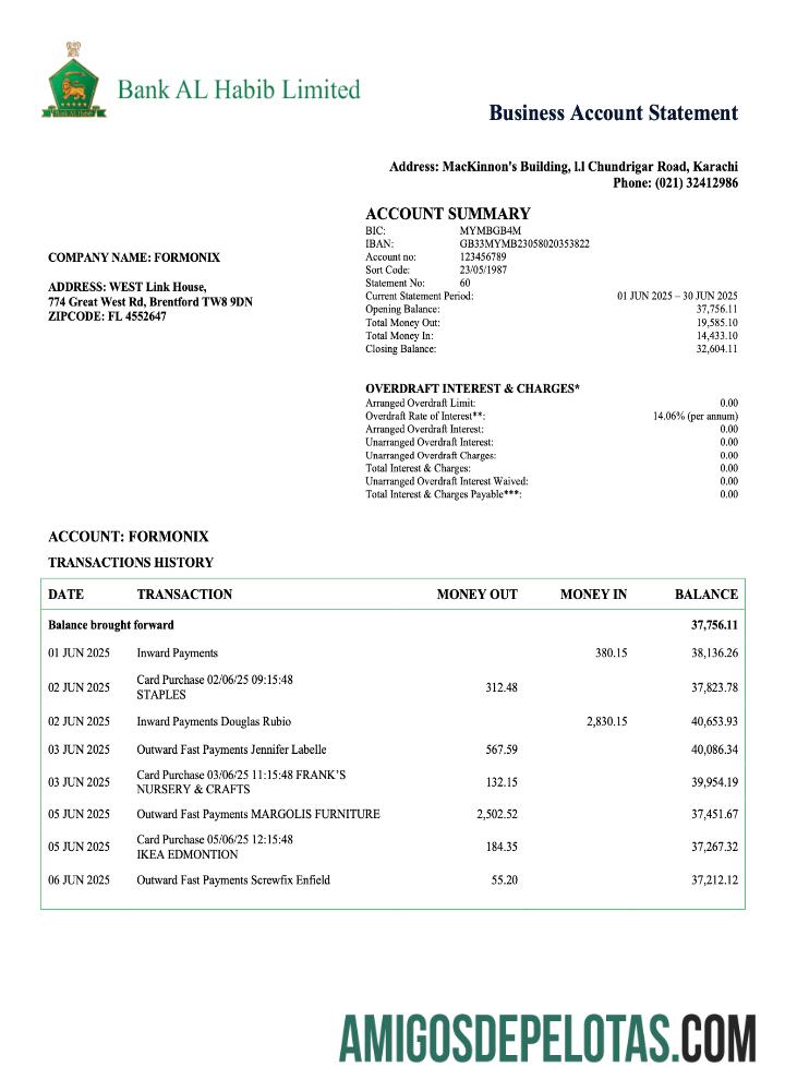 Profesional Pakistan bank Al Habib enterprise laporan Word and PDF templat