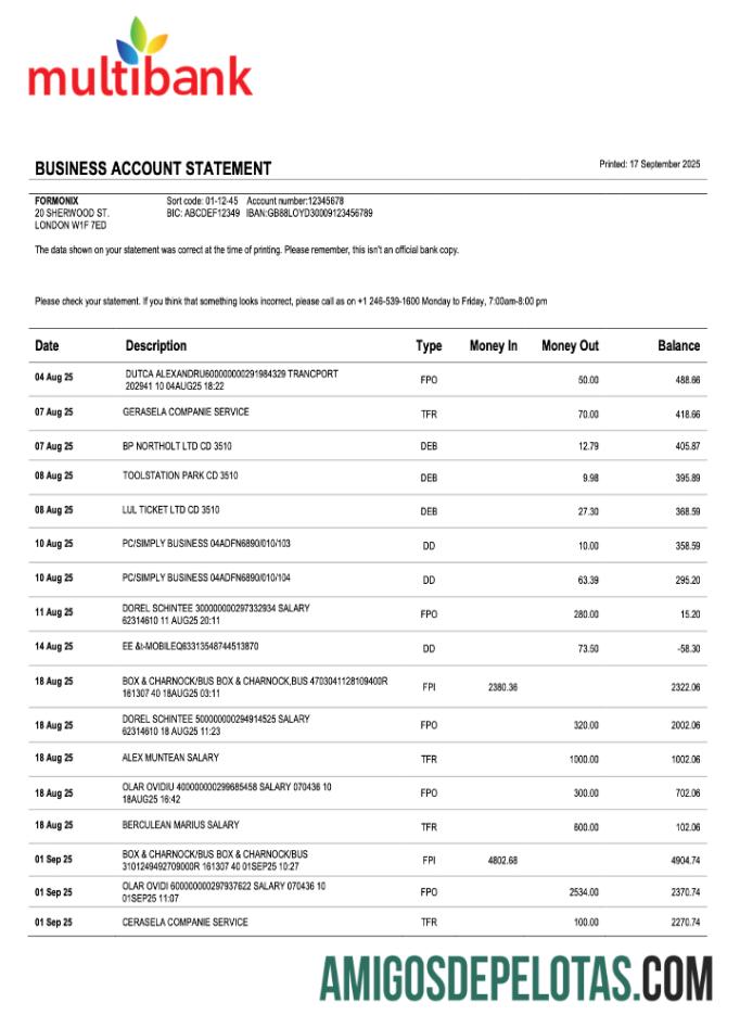 Profesional Panama Multibank organization checking rekening laporan Word and PDF templat