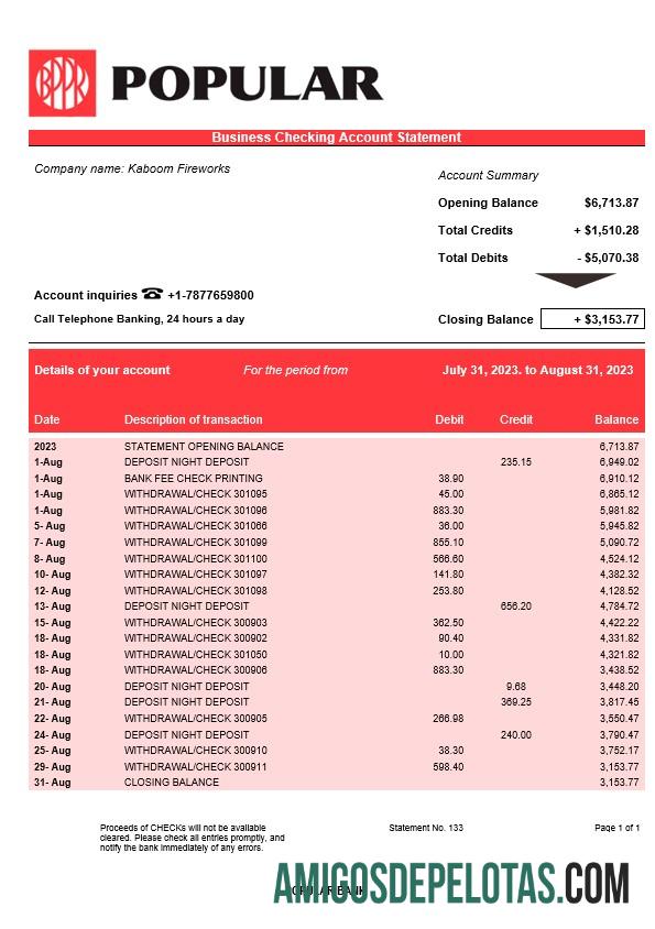 Profesional Popular bank firm rekening laporan Word and PDF templat