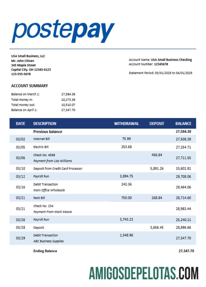 Postepay Evolution (Poste Italiane) enterprise laporan Word and PDF format desain