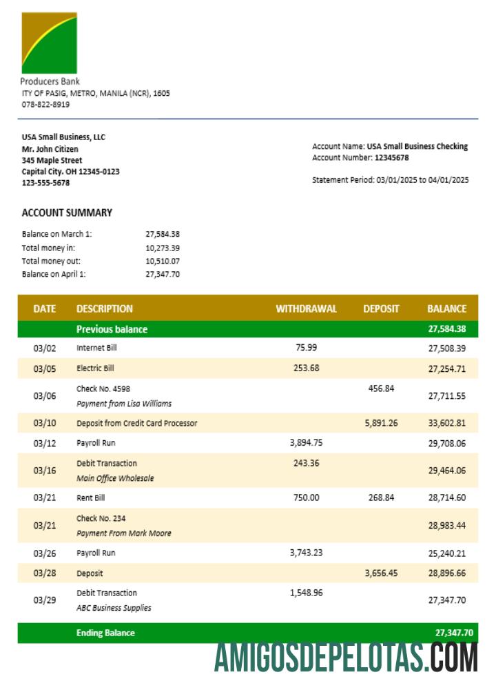 Producers bank bisnis bank laporan Word and PDF format sampel
